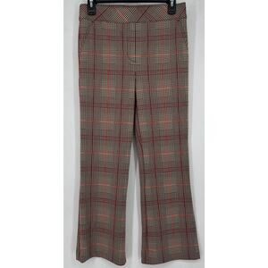 Spanx Sz M Perfect Kick Flare Ponte Ankle Pants In Brown Plaid